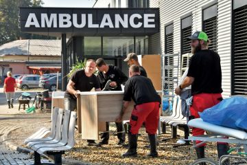 Bohumínská městská nemocnice při povodni 2024. Foto: město Bohumín