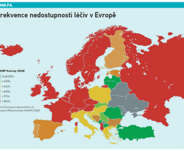 Mapa Frekvence nedostupnosti léčiv v Evropě