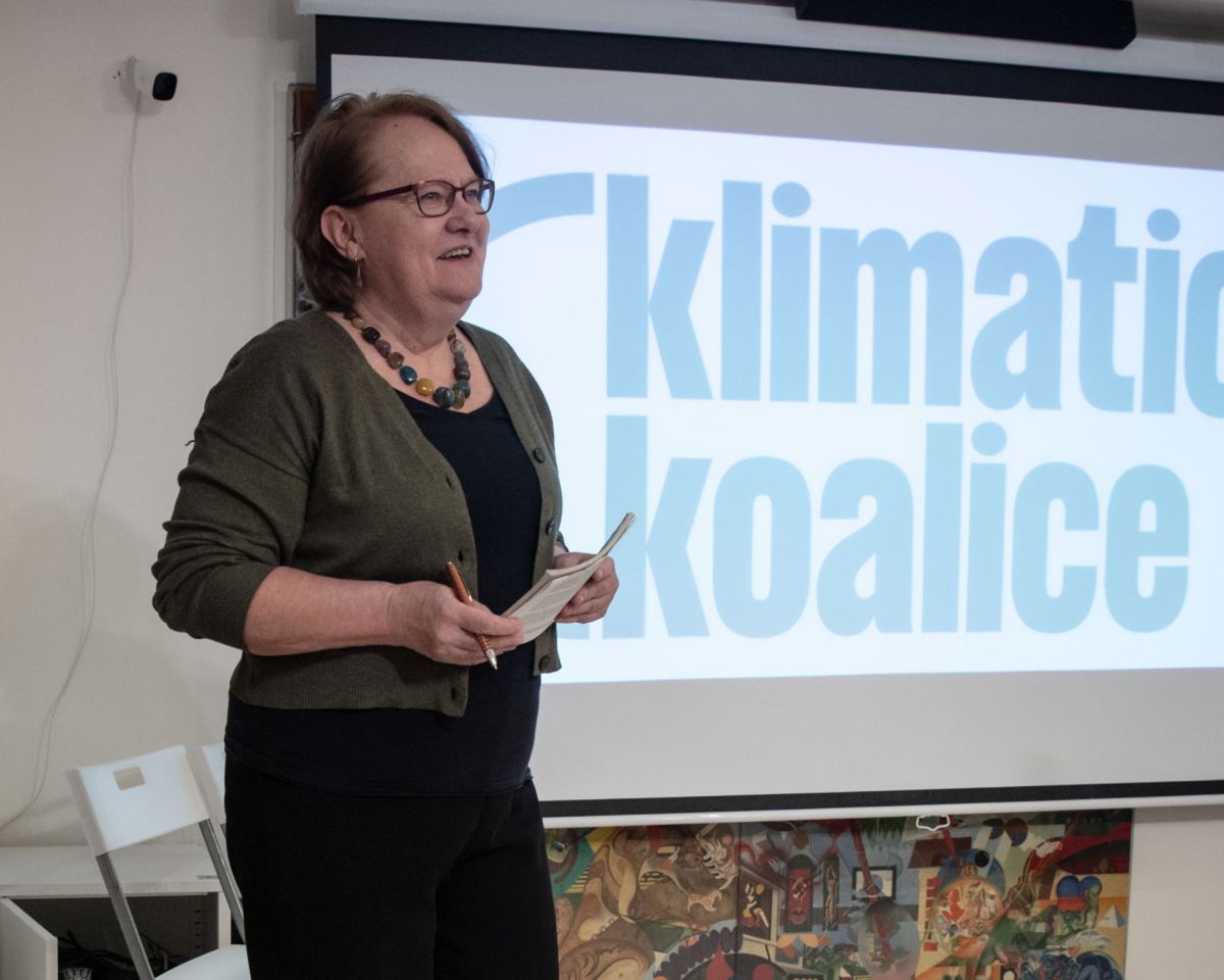 MUDr. Iva Holmerová přednášela na tiskové konferenci Klimatické koalice. Foto: Klimatická Koalice, Anna Šolcová