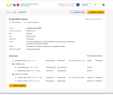 Práce na&nbsp;portálu elektronického zdravotnictví s&nbsp;dočasným úložištěm