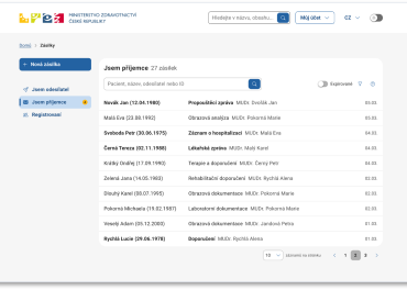 Seznam zásilek v&nbsp;úložišti přihlášeného lékaře na&nbsp;portálu elektronického zdravotnictví