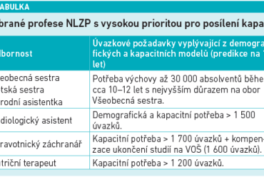 Vybrané profese NLZP s vysokou prioritou pro posílení kapacit